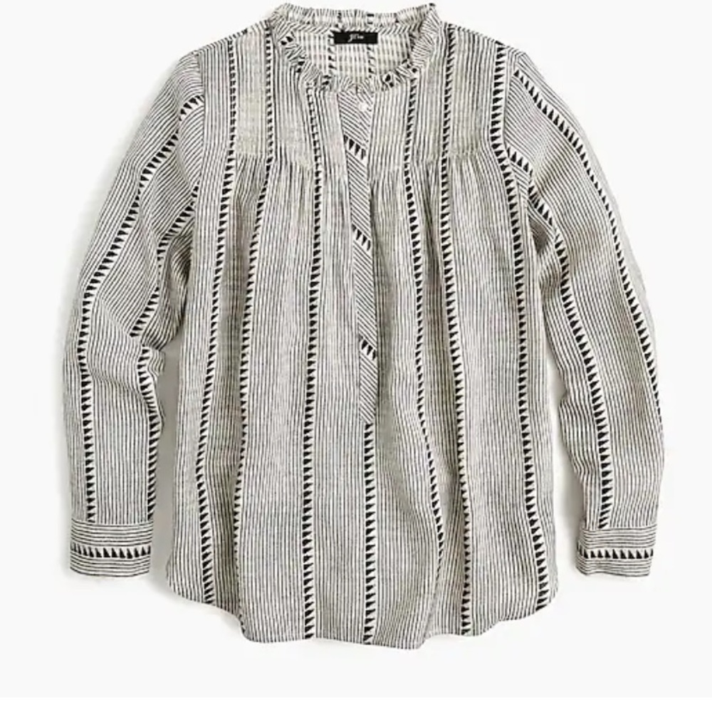 J Crew ruffleneck popover shirt
